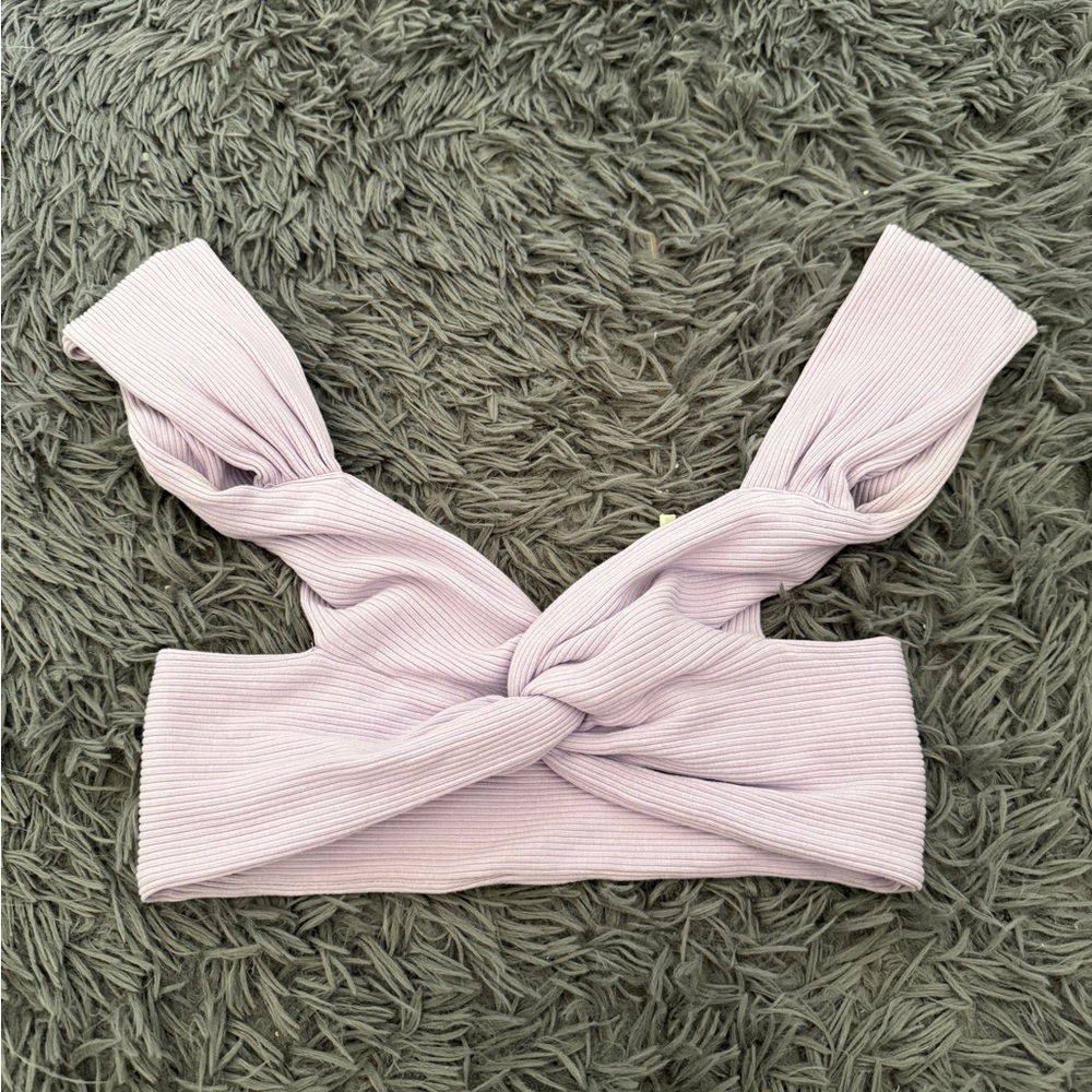 lavender twist knot ribbed top